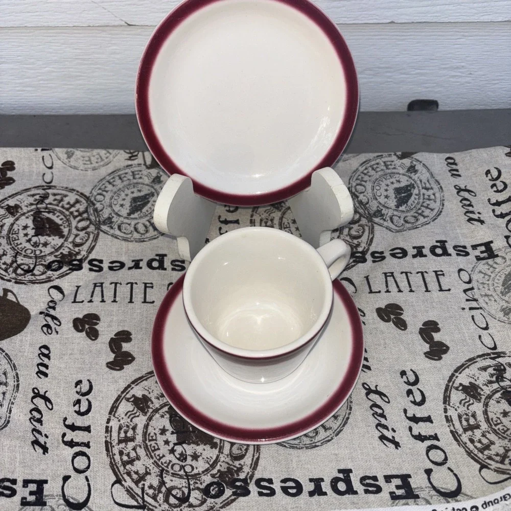 Buffalo China Maroon Air Brushed Coffee Cup & 2 Small 5